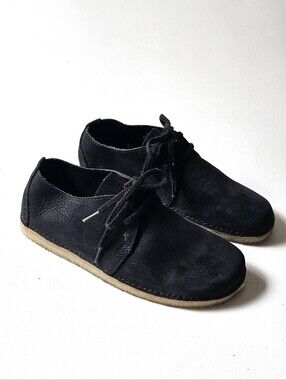 Clarks Originals Ashton Black Nubuck Leather Desert Shoes Women's 6M Crepe Sole